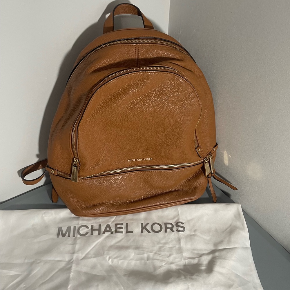 Michael Kors Rhea Zip Pebbled Leather Medium Backpack